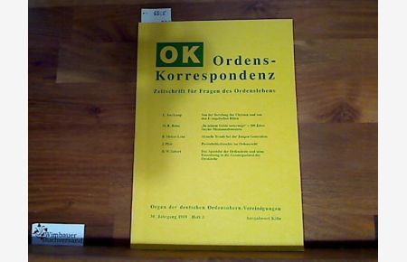 Ordens-Korrespondenz 1989. 30. Jahrgang, Heft 3. Zeitschrift für Fragen des Ordenslebens.